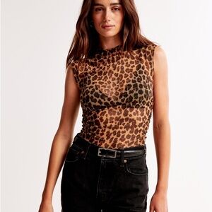Abercrombie & Fitch Mesh Paloma Cheetah Print Top